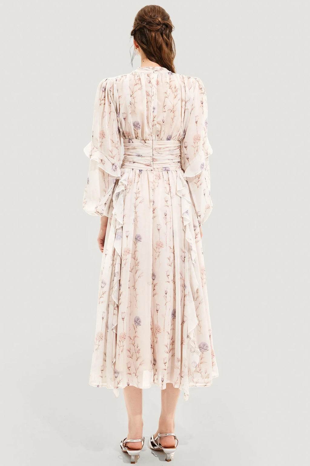 Women's Elegant Floral Long Sleeve Dress