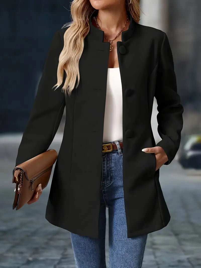 Camille | Women's Elegant Button-Up Stand Collar Winter Coat