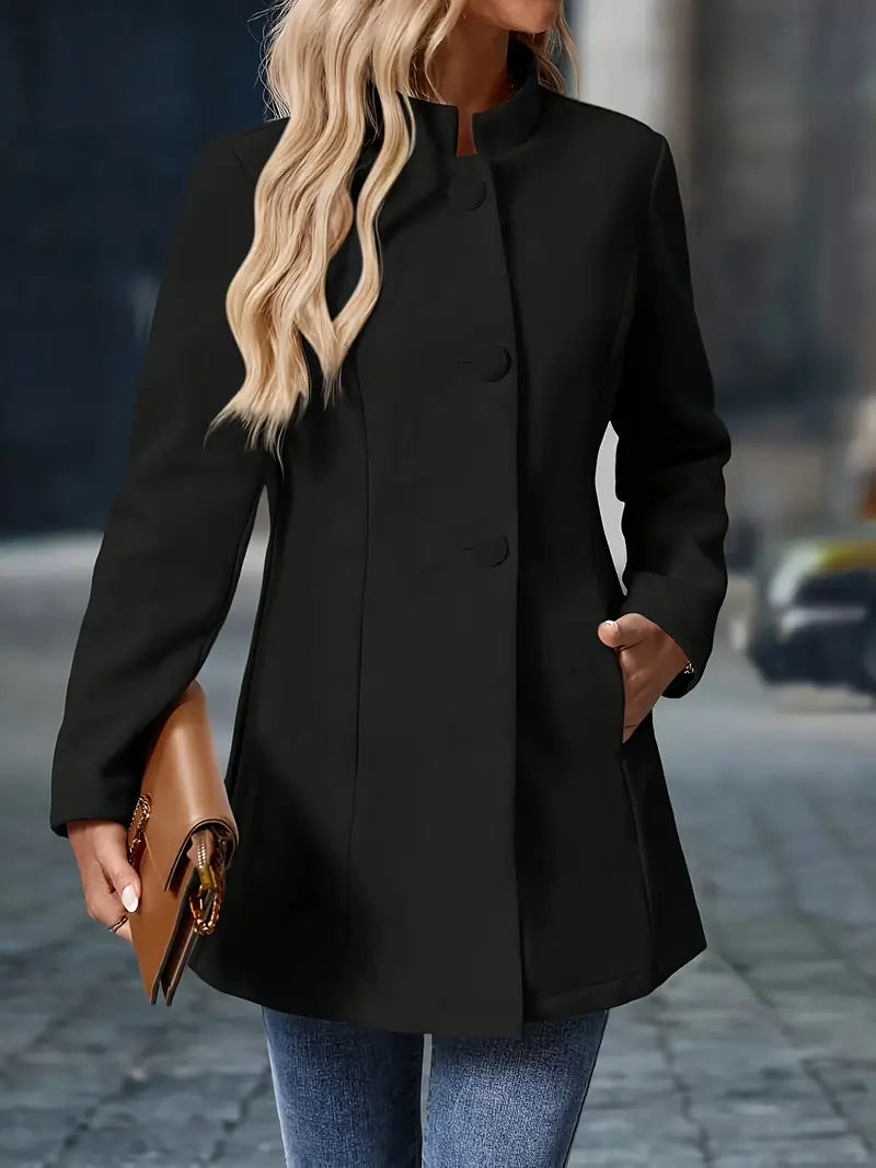 Camille | Women's Elegant Button-Up Stand Collar Winter Coat