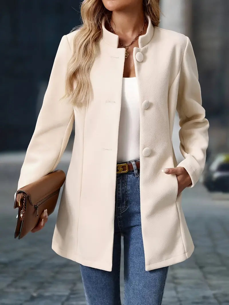 Camille | Women's Elegant Button-Up Stand Collar Winter Coat