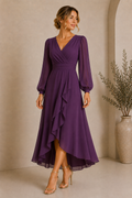 Women's V-Neck Purple Wrap Maxi Dress