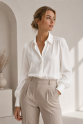 Women's Collared White Button-Down Blouse