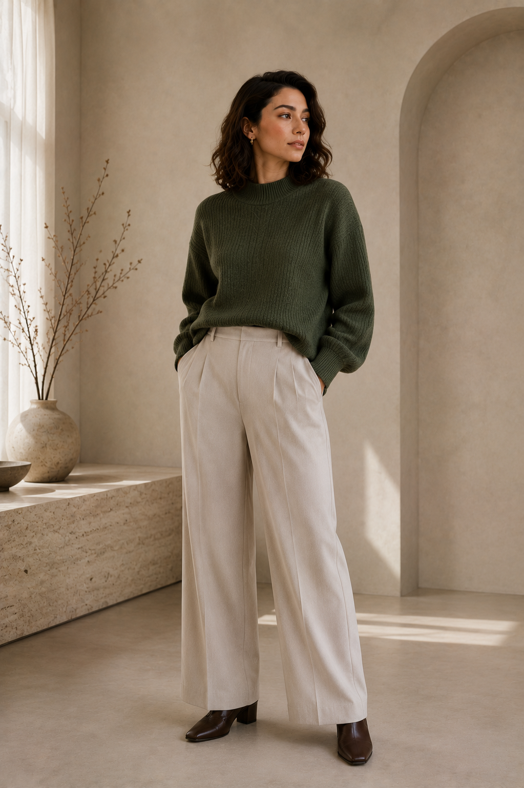 Women's Long Sleeve Textured Knit Sweater