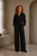 Women's Button-Up Elastic Waist Jumpsuit