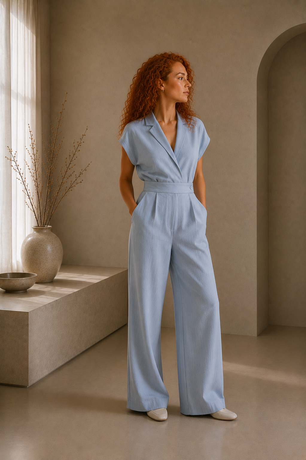 Women's V-Neck Short Sleeve Jumpsuit