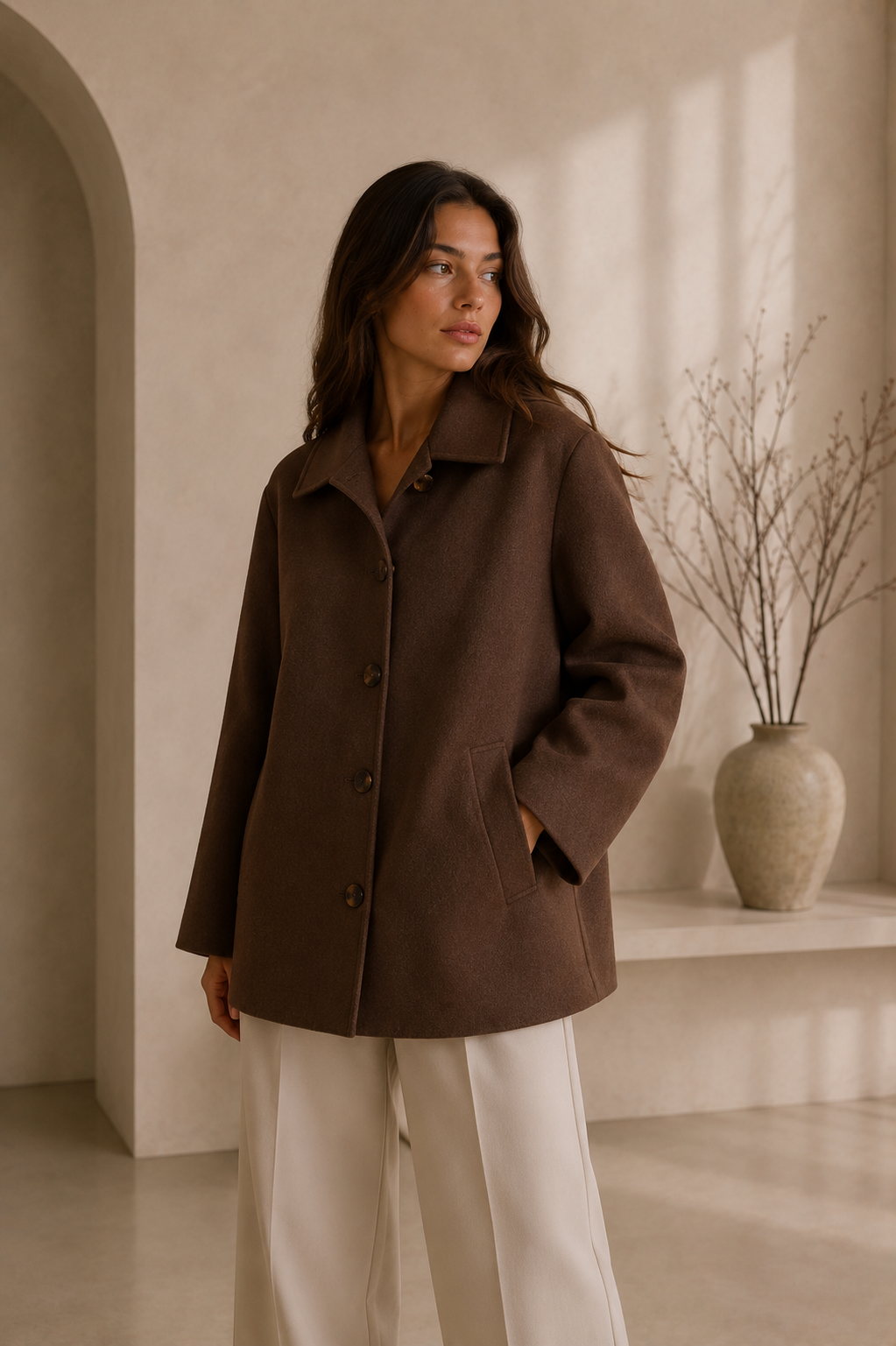 Women's Elegant Oversized Dark Brown Coat