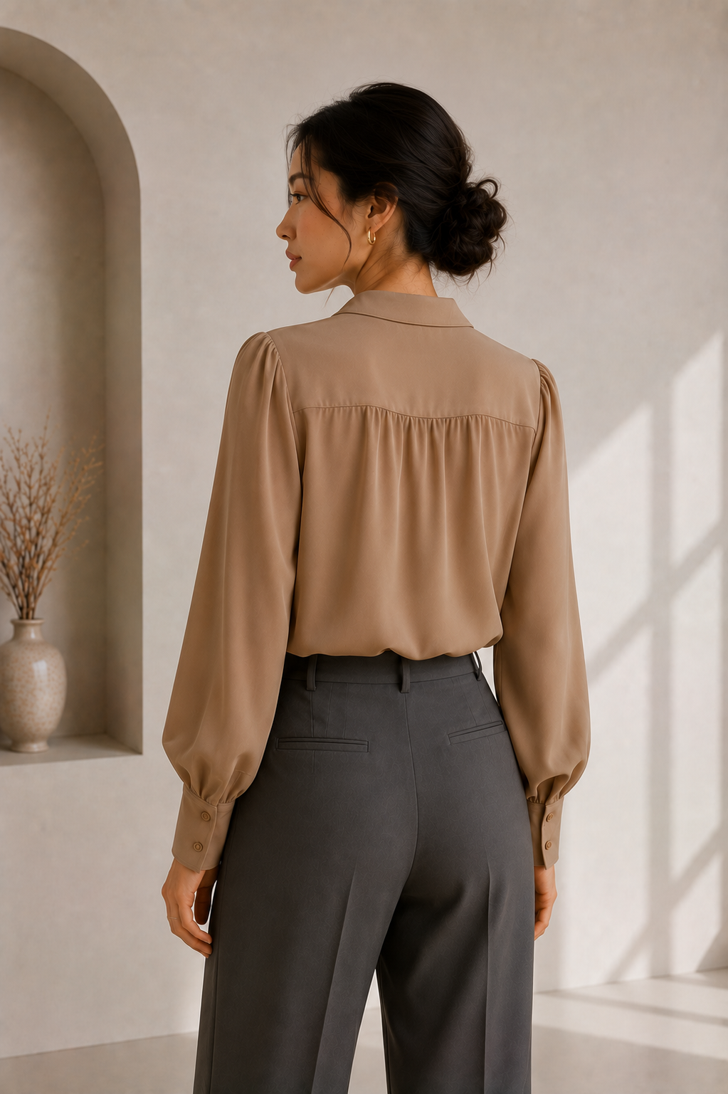 Women's Long Sleeve V-Neck Utility Blouse