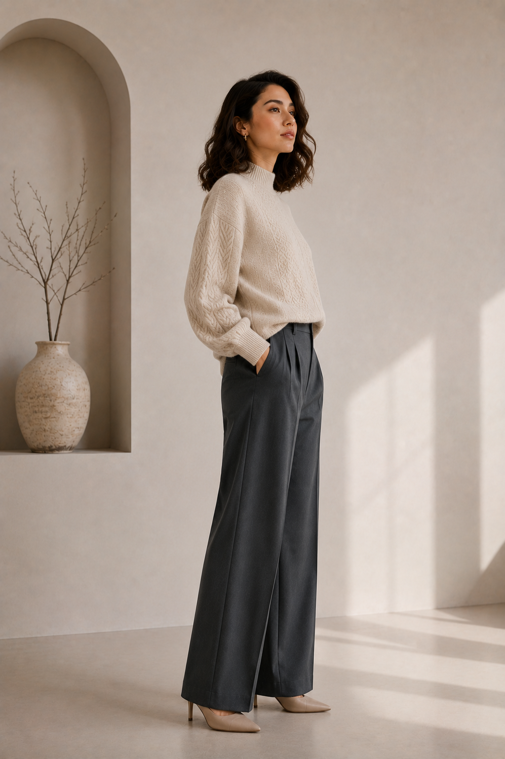 Women's Long Sleeve Cable Knit Sweater