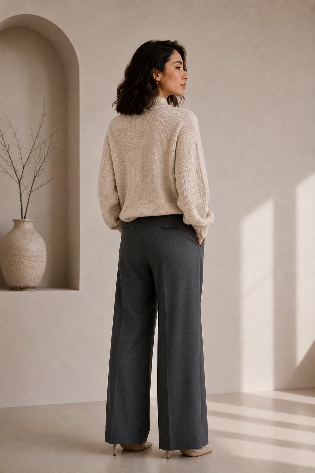 Women's Long Sleeve Cable Knit Sweater