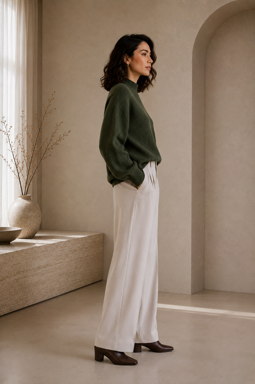 Women's Long Sleeve Textured Knit Sweater