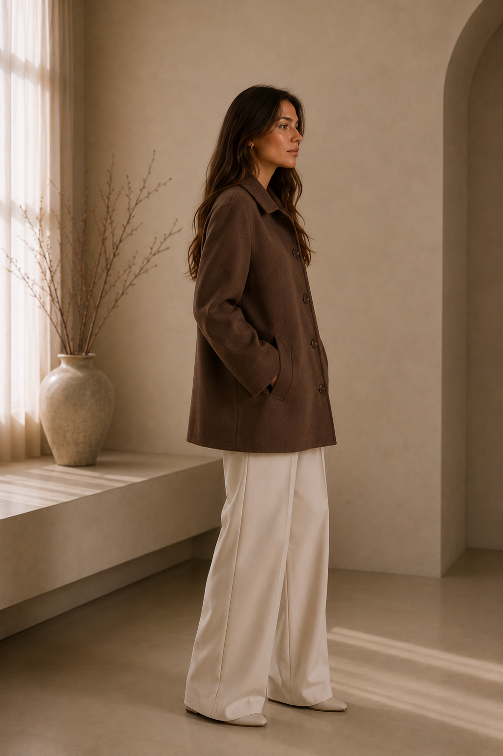 Women's Elegant Oversized Dark Brown Coat