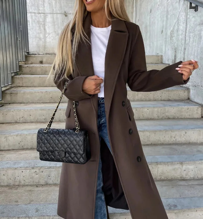 Margot | Women's Elegant Double-Breasted Wool-Style Coat