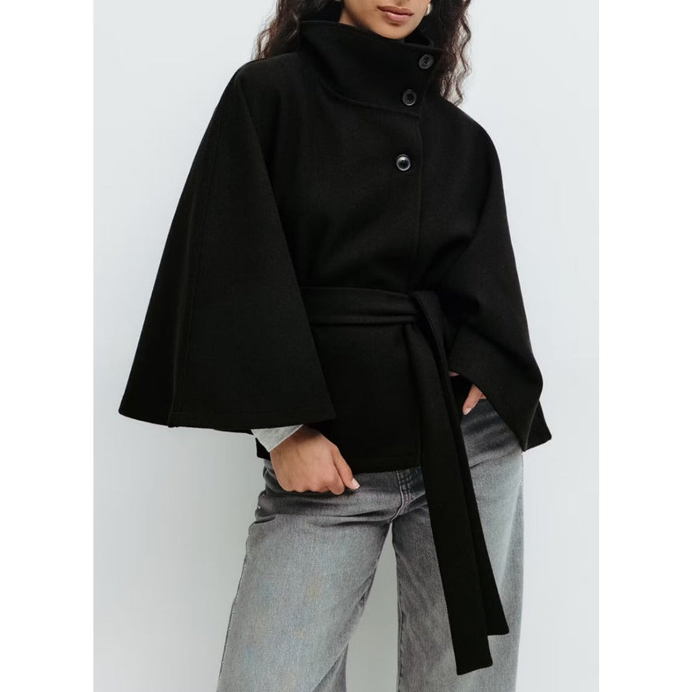 Vivienne | Women's Elegant Belted Cape Winter Coat