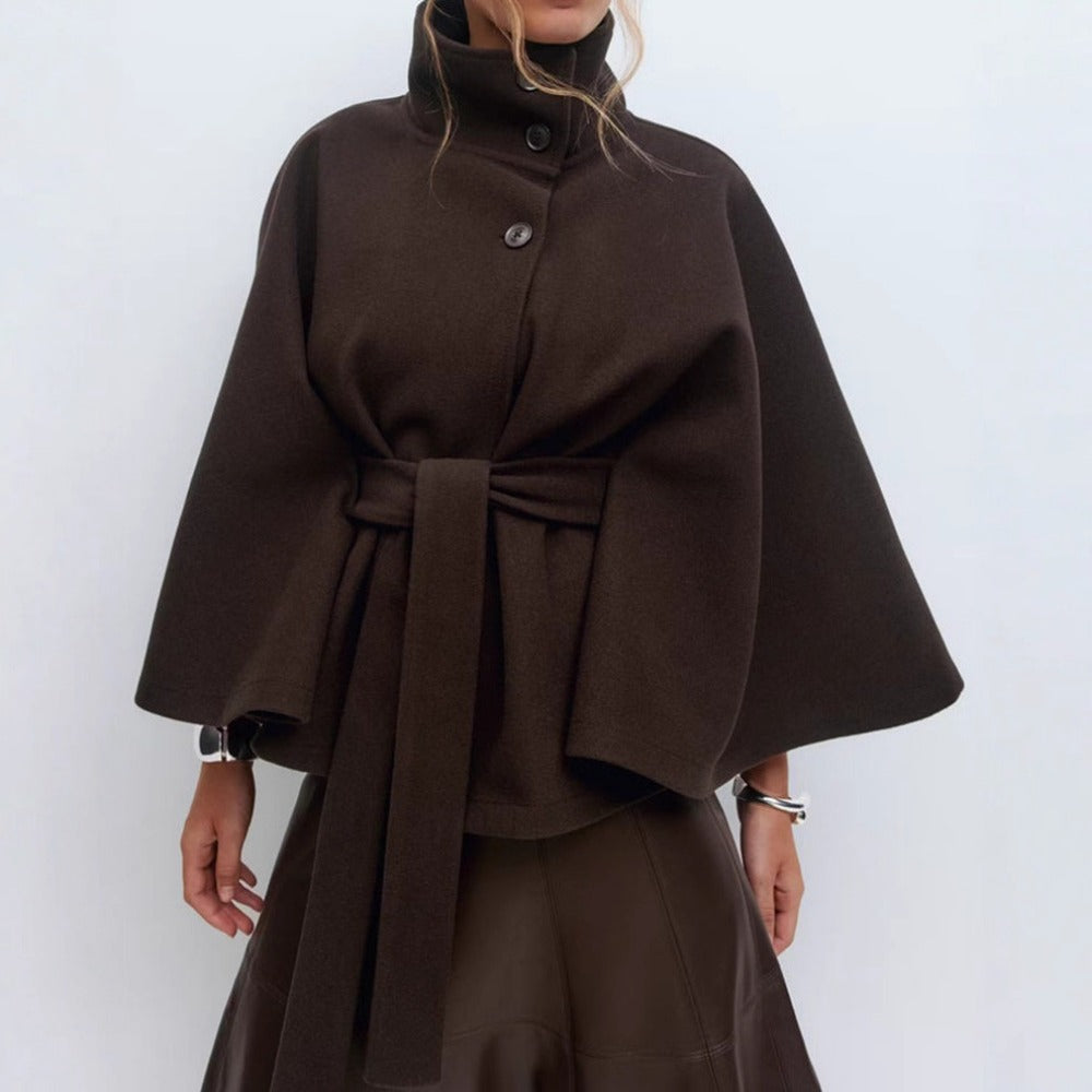 Vivienne | Women's Elegant Belted Cape Winter Coat