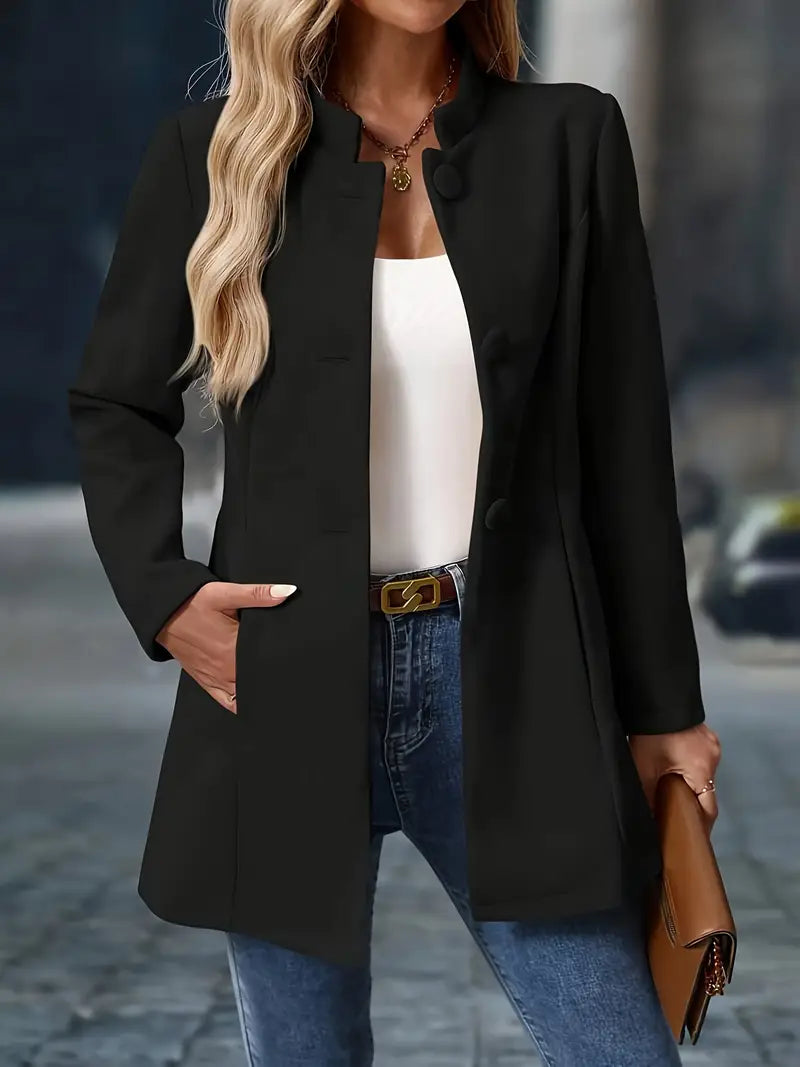 Camille | Women's Elegant Button-Up Stand Collar Winter Coat