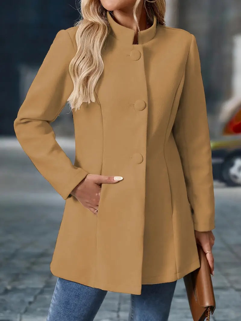 Camille | Women's Elegant Button-Up Stand Collar Winter Coat