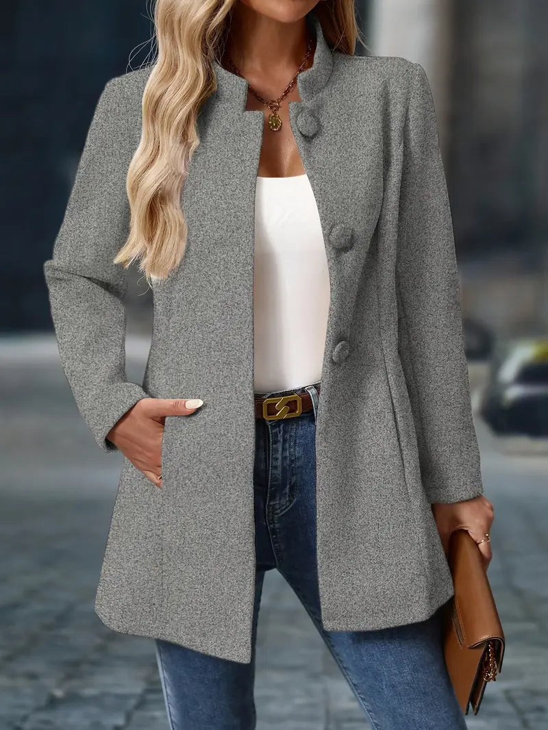 Camille | Women's Elegant Button-Up Stand Collar Winter Coat