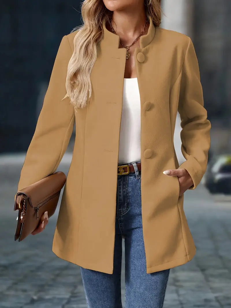Camille | Women's Elegant Button-Up Stand Collar Winter Coat