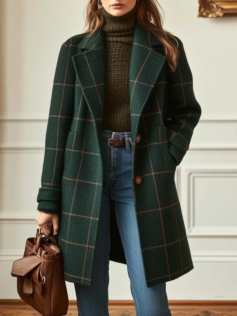 Eleanora | Women's Wool-Blend Tweed Check Coat