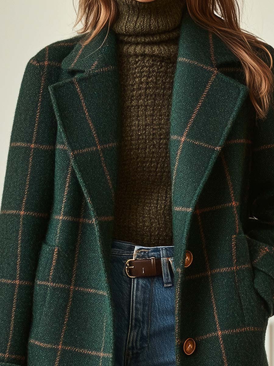 Eleanora | Women's Wool-Blend Tweed Check Coat