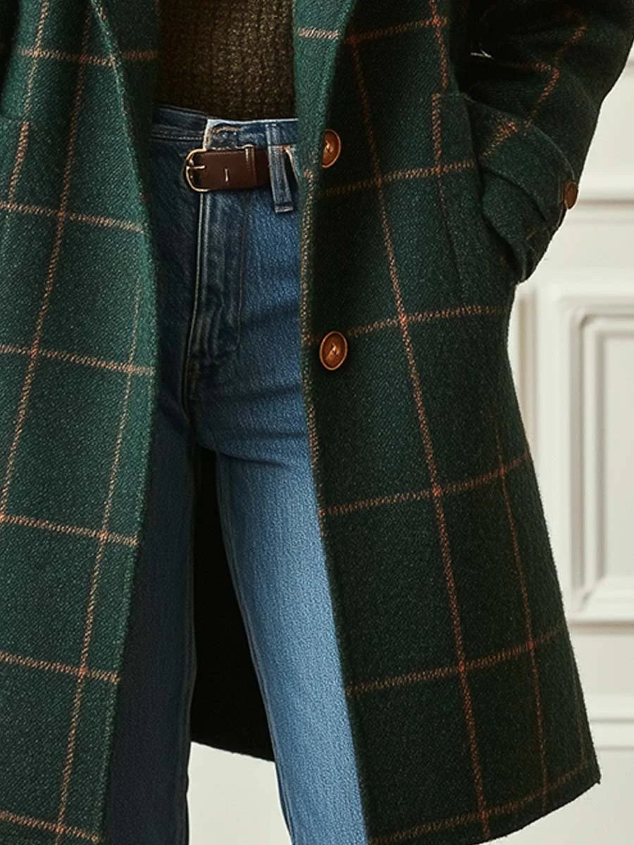 Eleanora | Women's Wool-Blend Tweed Check Coat