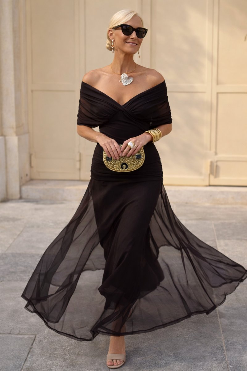 Sophia | Women's Elegant Chiffon Wedding Guest V-Neck Maxi Dress