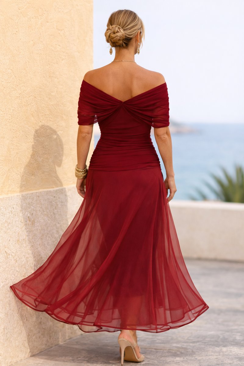 Sophia | Women's Elegant Chiffon Wedding Guest V-Neck Maxi Dress