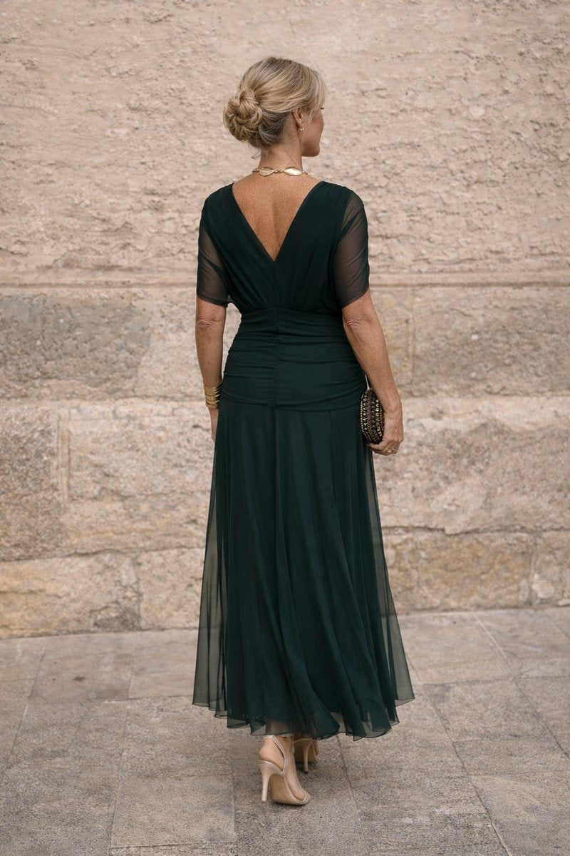 Sophia | Women's Elegant Chiffon Wedding Guest V-Neck Maxi Dress