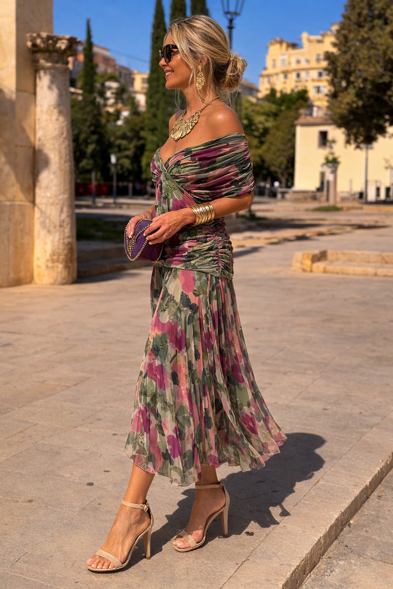 Sophia | Women's Elegant Chiffon Wedding Guest V-Neck Maxi Dress
