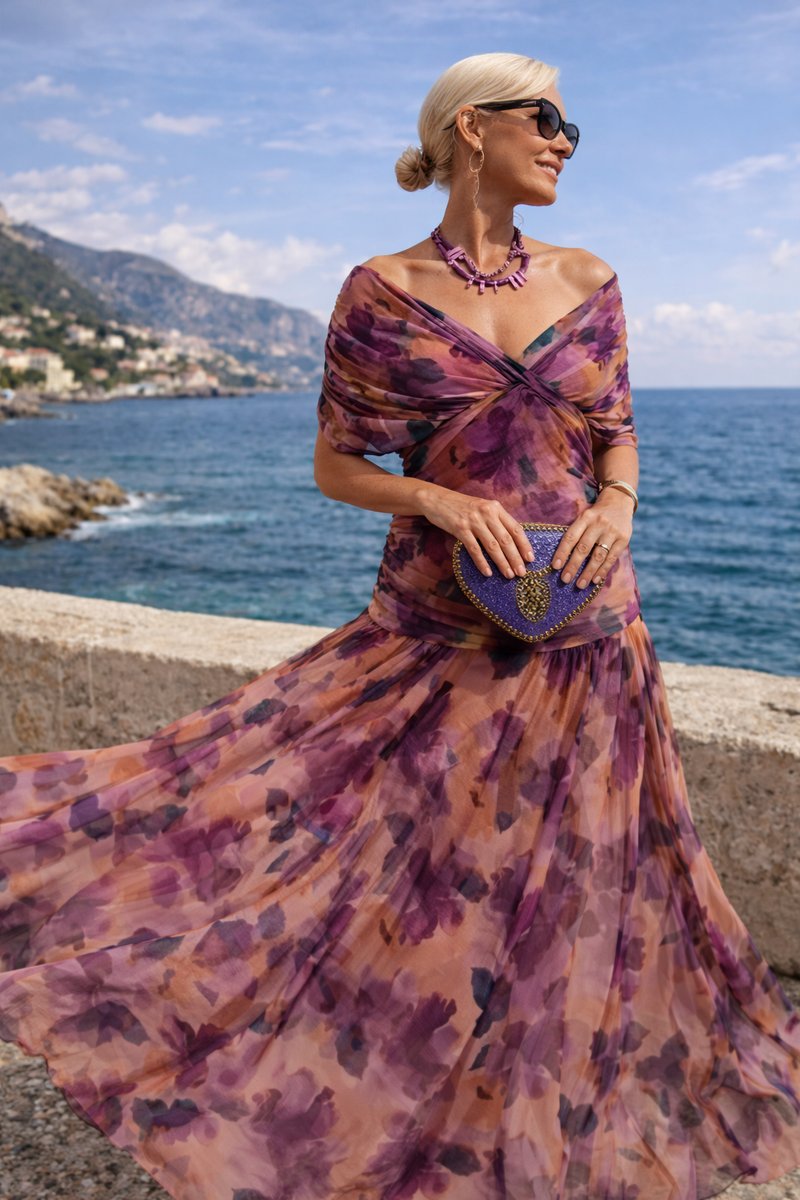 Sophia | Women's Elegant Chiffon Wedding Guest V-Neck Maxi Dress